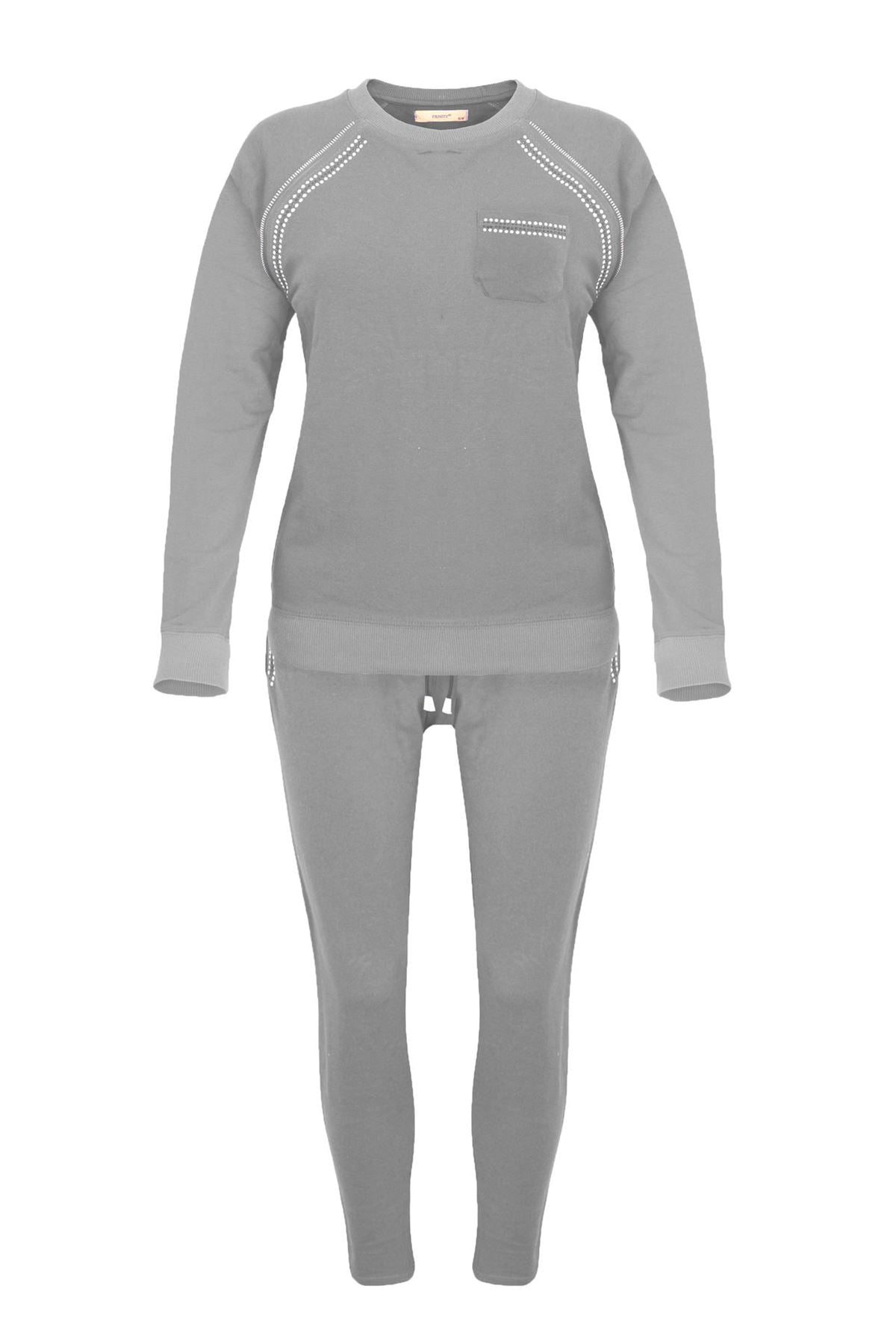 LADIES WOMENS QUALITY DIAMANTE FULL TRACKSUIT JOGGING GYM SUIT TROUSER TOP 8-16