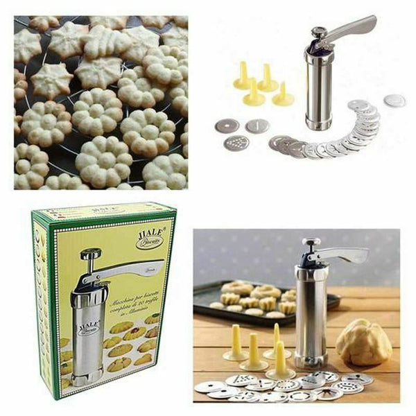 New Biscuit Cookie Making Maker Pump Press Machine 20 Pcs Designs Accessories