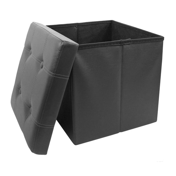 Single Folding Storage Ottoman Seater Toys Box Large Pouffee Faux Lather Stool