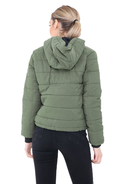 Long Sleeve Quilted Puffer Padded Hooded Warm Bubble Ladies Women Coat Jacket