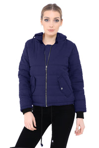 Long Sleeve Quilted Puffer Padded Hooded Warm Bubble Ladies Women Coat Jacket