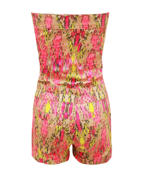 Ladies Womens Tie Dye Print Strapless Boobtube Hotpant Pockets Jumpsuit Playsuit