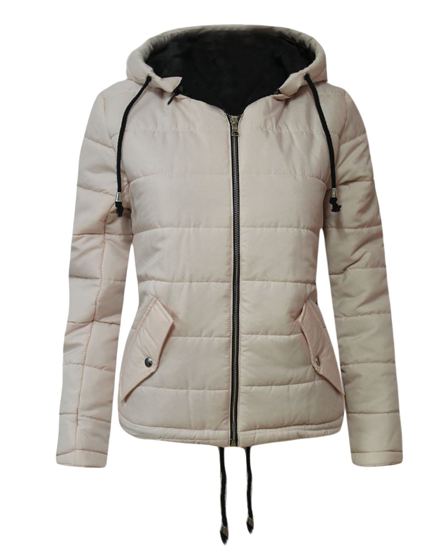 Long Sleeve Quilted Puffer Padded Hooded Warm Bubble Ladies Women Coat Jacket