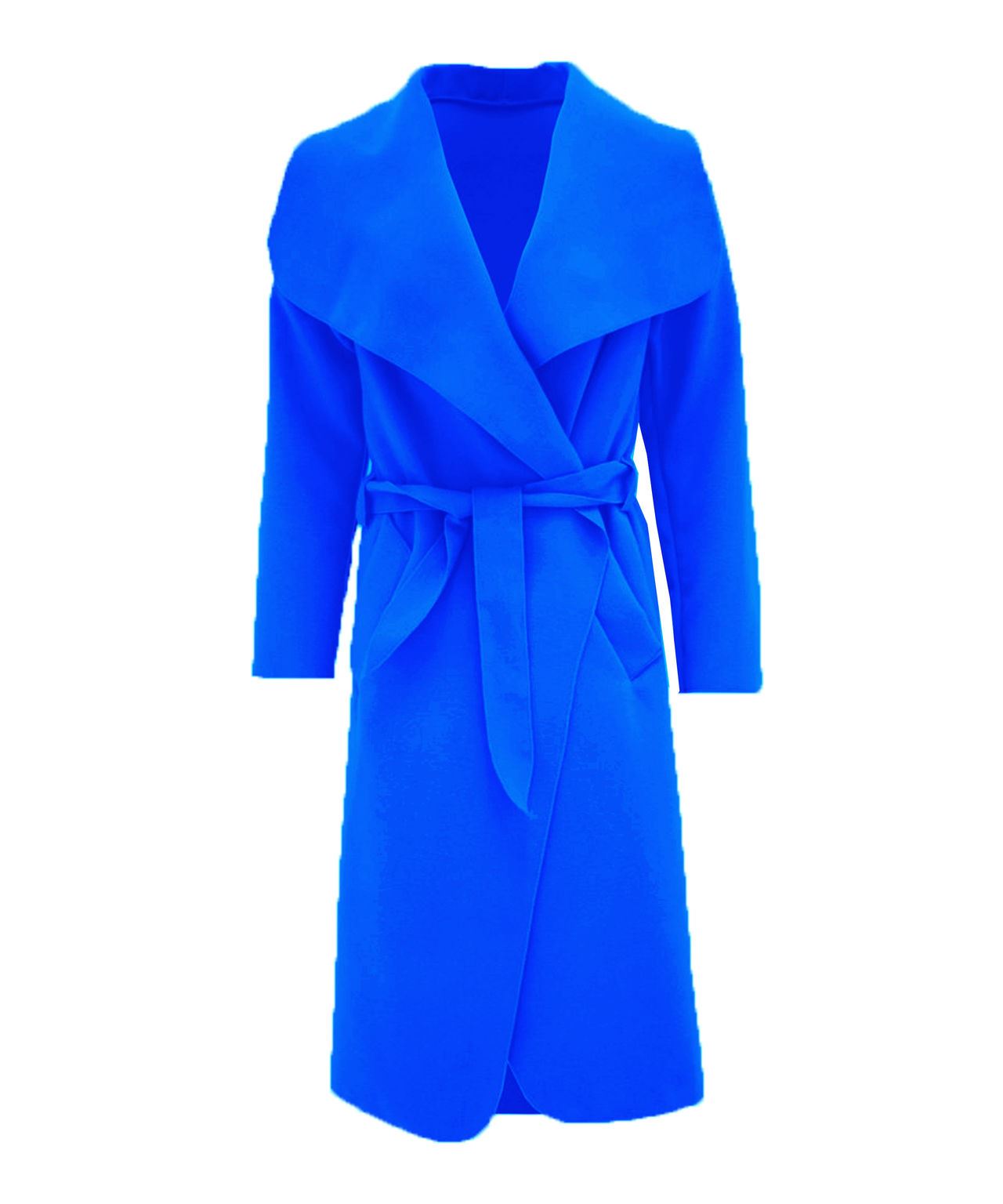 NEW LADIES WOMEN LONG SLEEVES WATERFALL DRAPED TRENCH COAT BELT JACKET OPEN CAPE