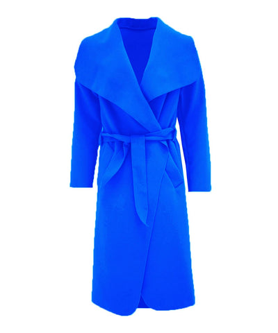 NEW LADIES WOMEN LONG SLEEVES WATERFALL DRAPED TRENCH COAT BELT JACKET OPEN CAPE