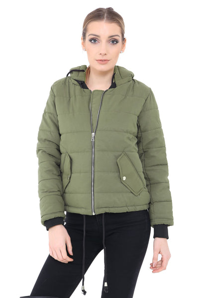 Long Sleeve Quilted Puffer Padded Hooded Warm Bubble Ladies Women Coat Jacket